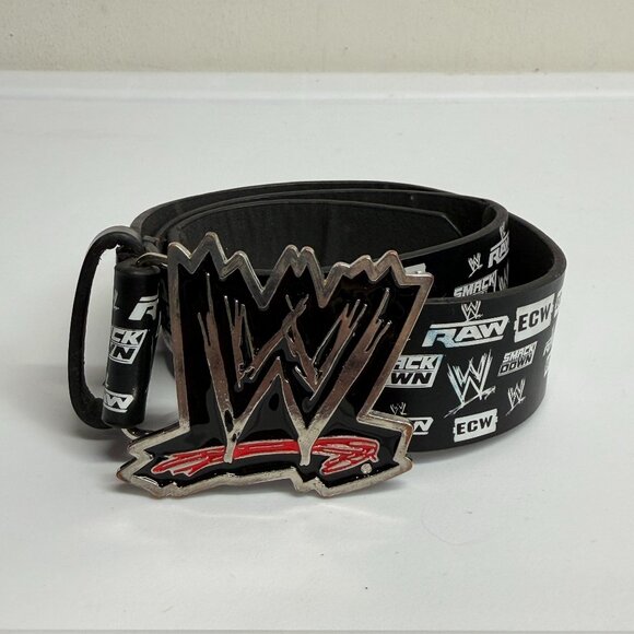 WWE Kids Youth Wrestling Belt + Logo Buckle ECX WWF RAW Smackdown Black 23"-27" - Picture 1 of 5